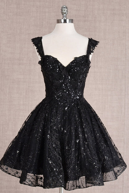 Butterfly Applique Mesh Babydoll w/ Detachable Side Mesh Drapes Short Homecoming Dress GLGS3187-0