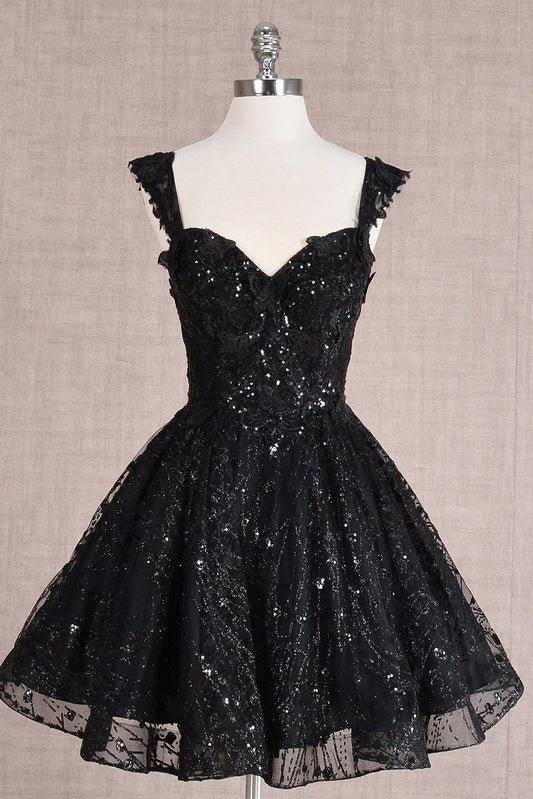 Butterfly Applique Mesh Babydoll w/ Detachable Side Mesh Drapes Short Homecoming Dress GLGS3187-0