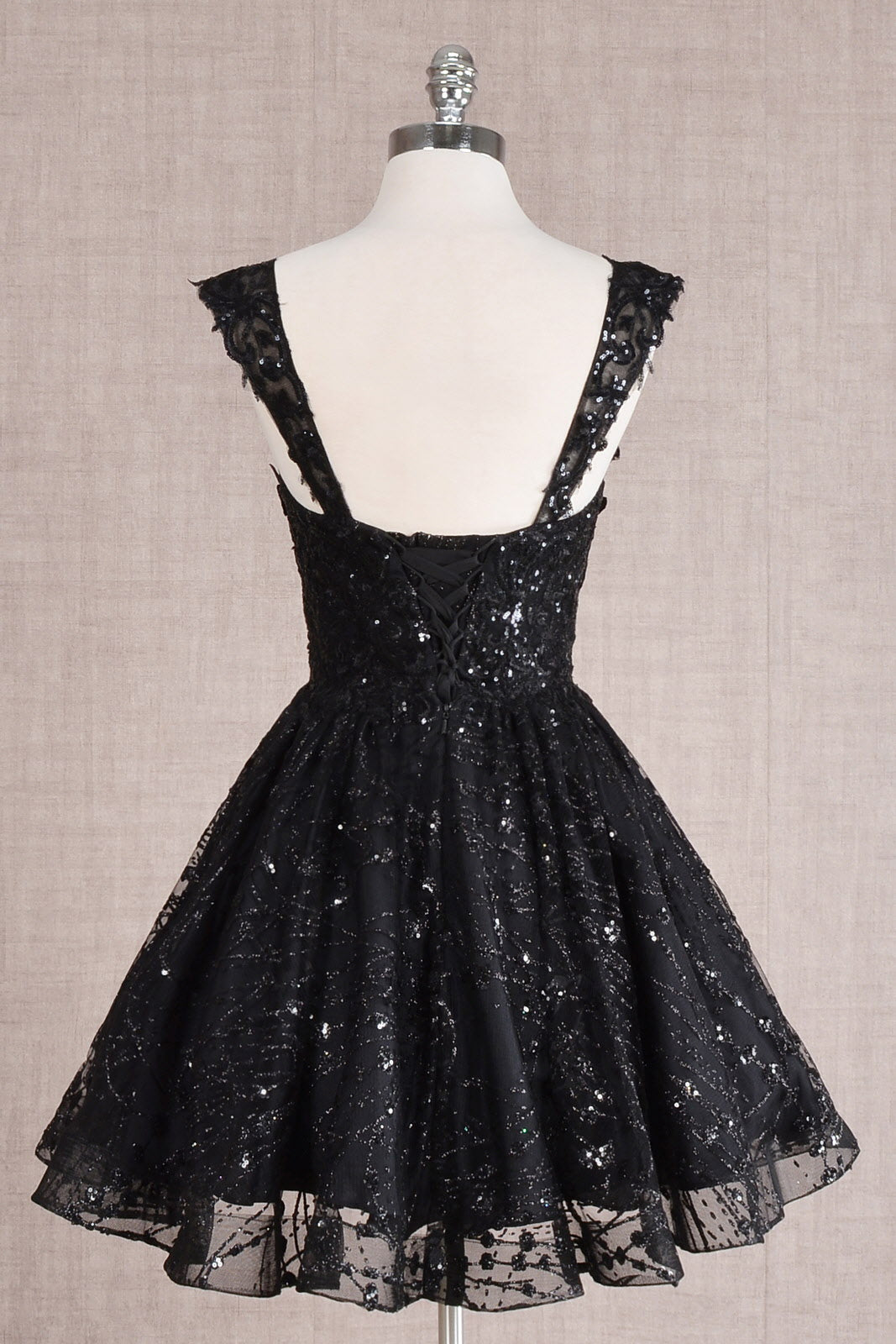 Butterfly Applique Mesh Babydoll w/ Detachable Side Mesh Drapes Short Homecoming Dress GLGS3187-2