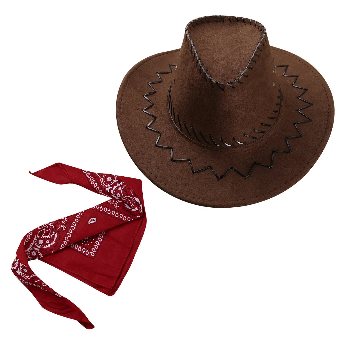 2 pcs set Head scarf and Cowboy Hat-11