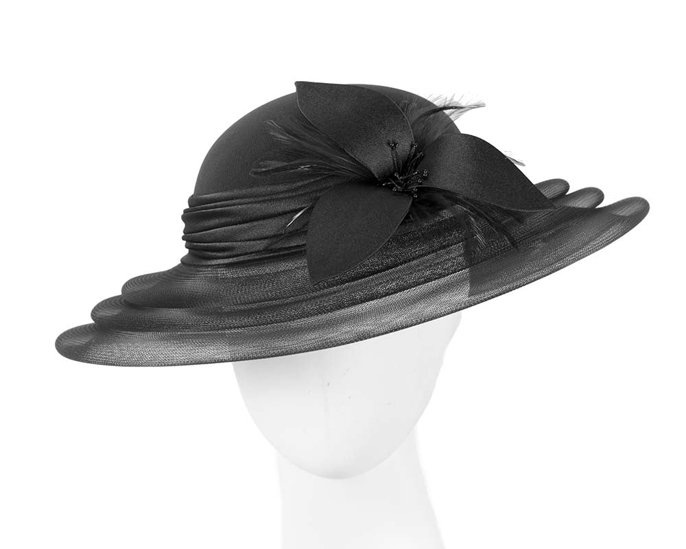 Black custom made mother of the bride hat-0