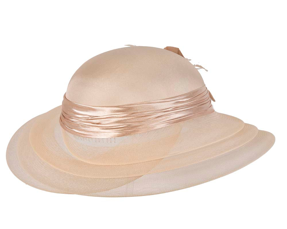 Champagne gold custom made mother of the bride hat-3