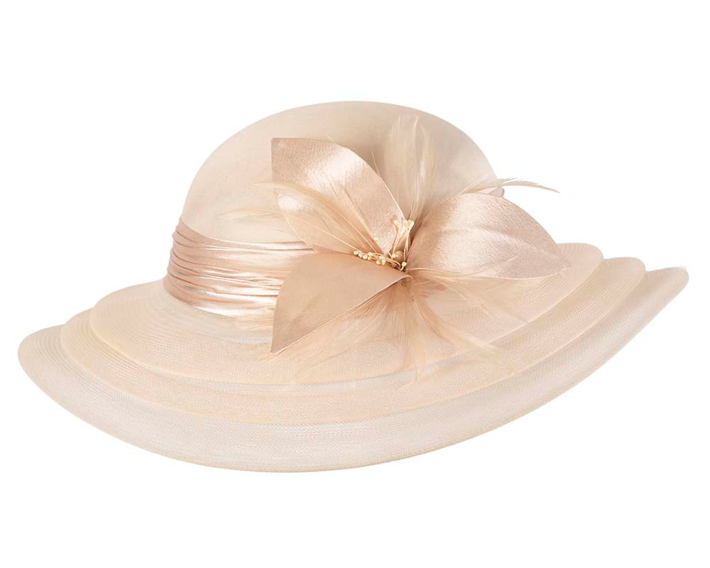 Champagne gold custom made mother of the bride hat-1