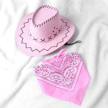 2 pcs set Head scarf and Cowboy Hat-0