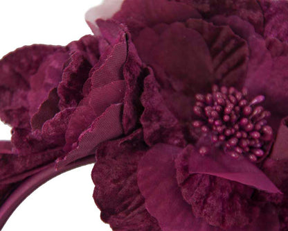 Wine Flower Fascinator Headband-2
