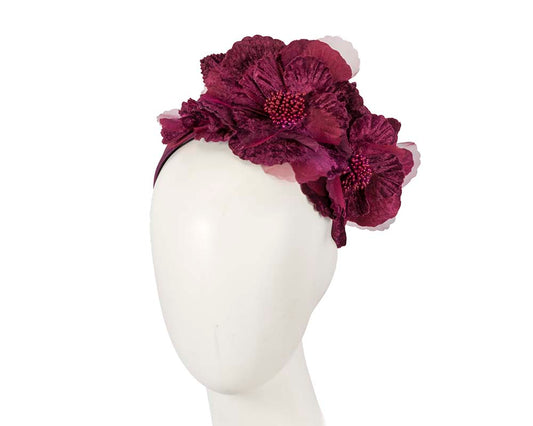 Wine Flower Fascinator Headband-0