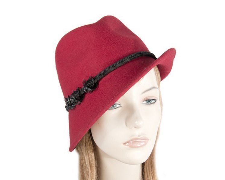 Red trilby felt hat