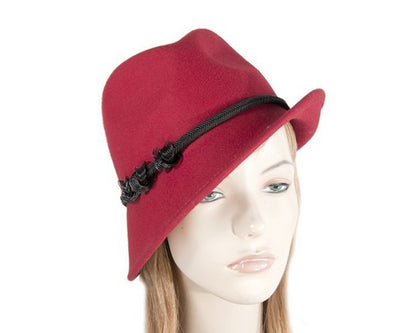 Red trilby felt hat