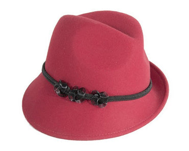 Red trilby felt hat