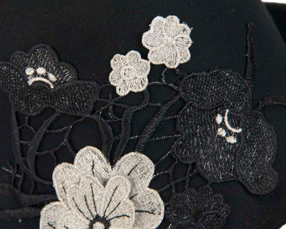 Black winter bucket hat with lace