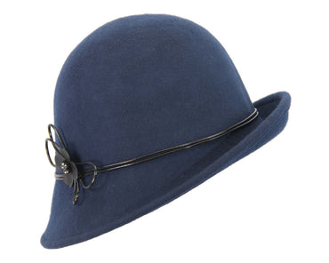 Navy felt cloche hat