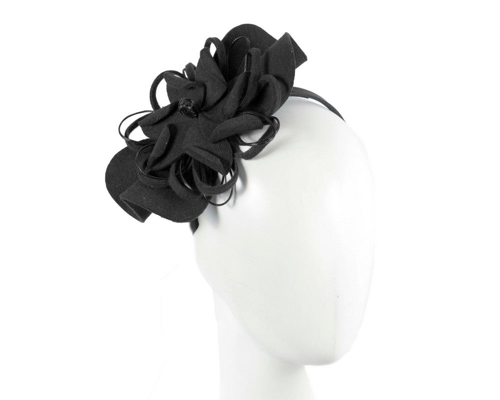 Black felt flower racing fascinator-0