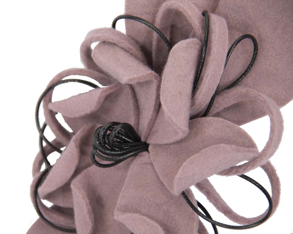 Dusty pink felt flower racing fascinator-3