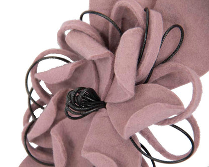 Dusty pink felt flower racing fascinator-3