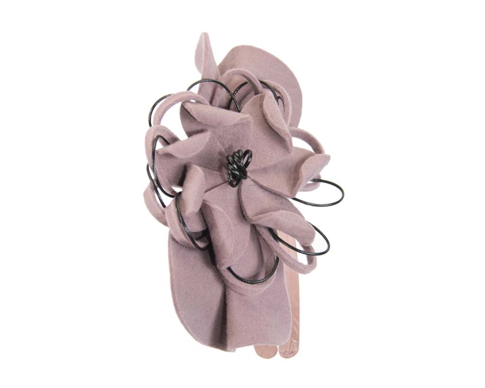 Dusty pink felt flower racing fascinator-4