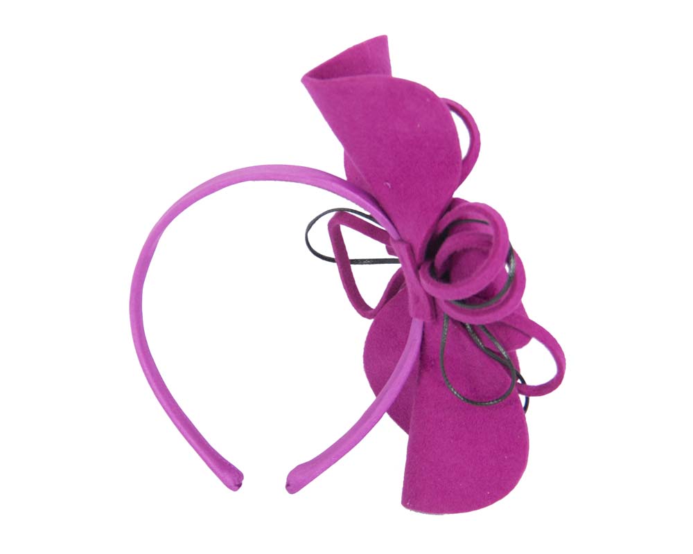 Fuchsia felt flower racing fascinator-2
