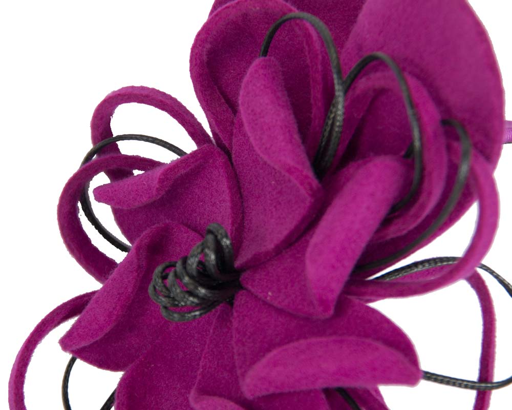 Fuchsia felt flower racing fascinator-3