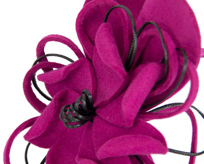 Fuchsia felt flower racing fascinator-3