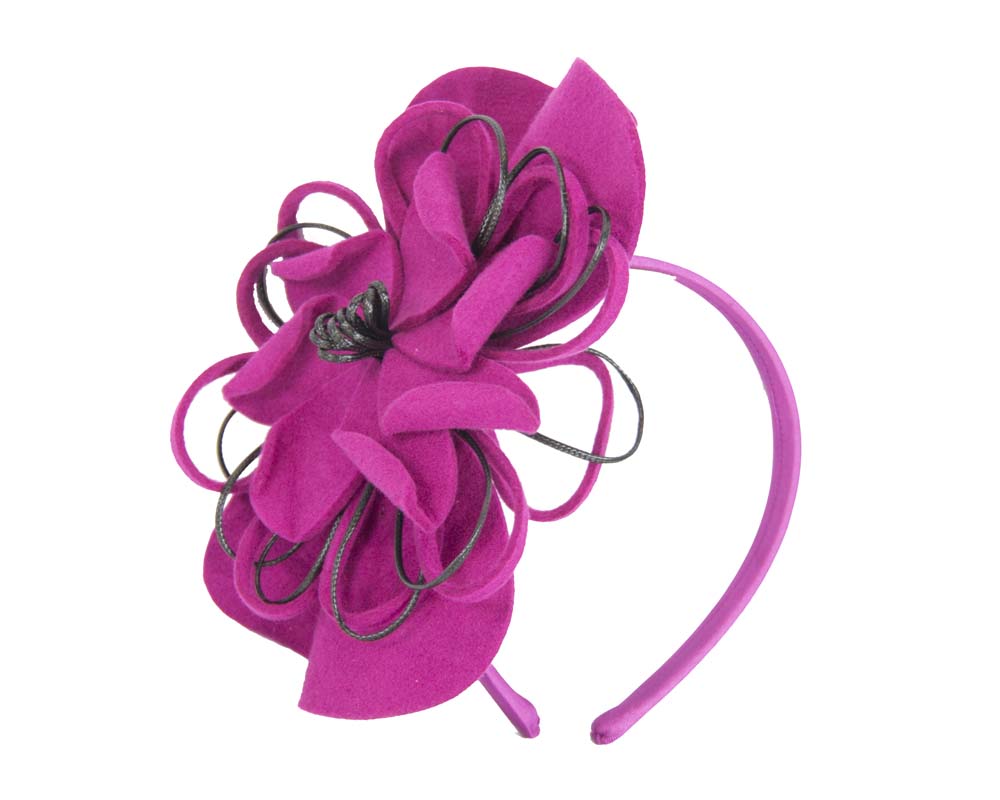 Fuchsia felt flower racing fascinator-1