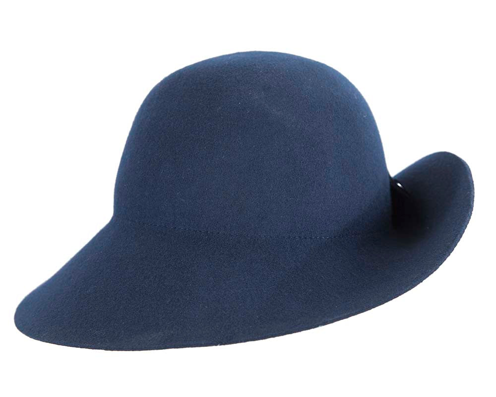 Exclusive wide brim navy felt hat by Max Alexander