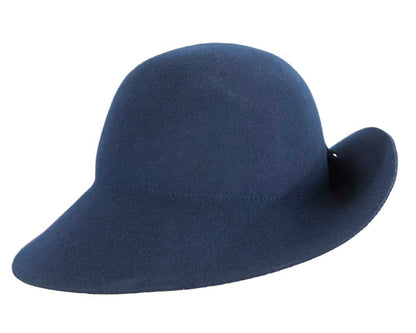 Exclusive wide brim navy felt hat by Max Alexander