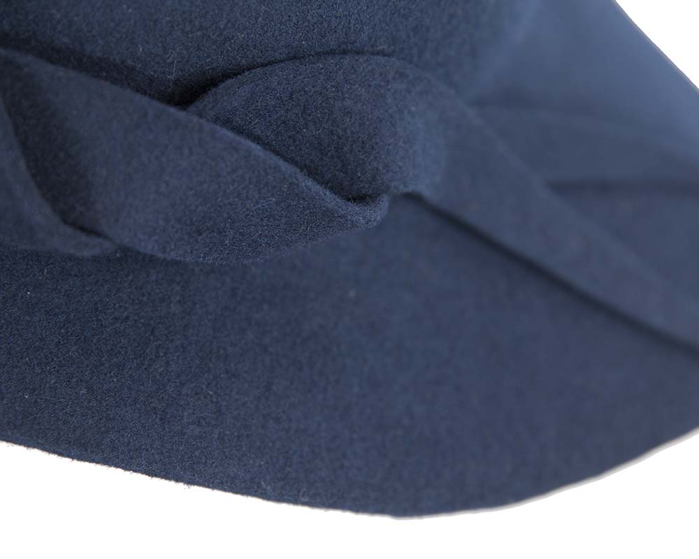 Exclusive wide brim navy felt hat by Max Alexander