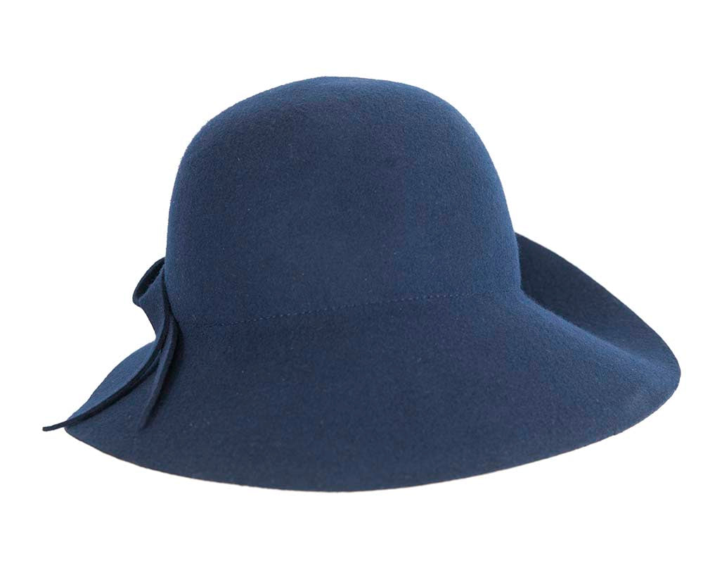 Exclusive wide brim navy felt hat by Max Alexander