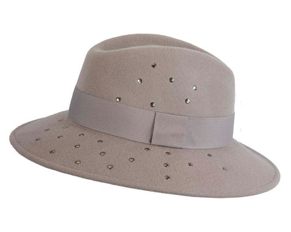 Exclusive wide brim grey fedora felt hat by Max Alexander