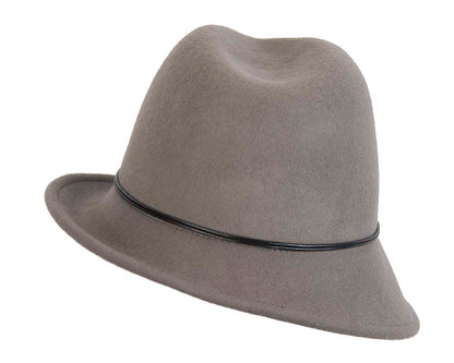 Grey ladies fashion felt trilby hat by Max Alexander-2