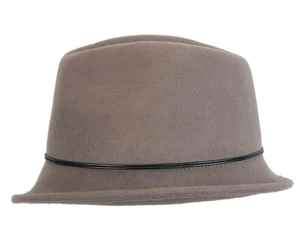 Grey ladies fashion felt trilby hat by Max Alexander-3