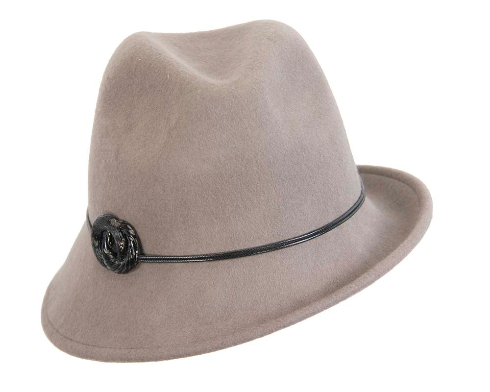 Grey ladies fashion felt trilby hat by Max Alexander-4
