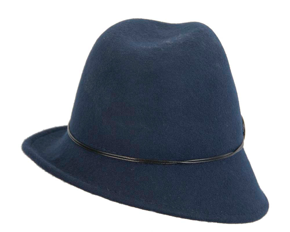Navy ladies fashion felt trilby hat by Max Alexander