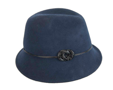 Navy ladies fashion felt trilby hat by Max Alexander