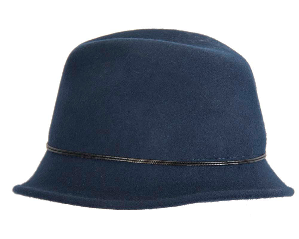 Navy ladies fashion felt trilby hat by Max Alexander