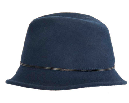 Navy ladies fashion felt trilby hat by Max Alexander