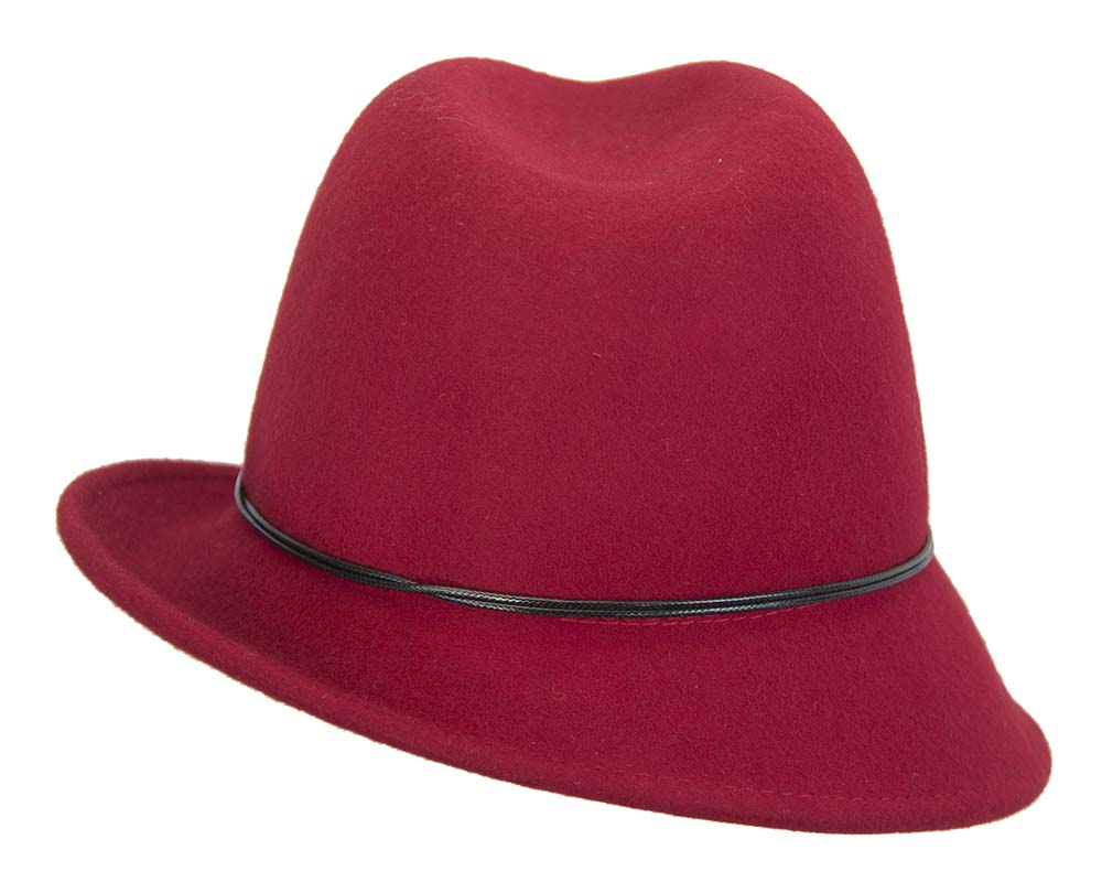 Red ladies fashion felt trilby hat by Max Alexander