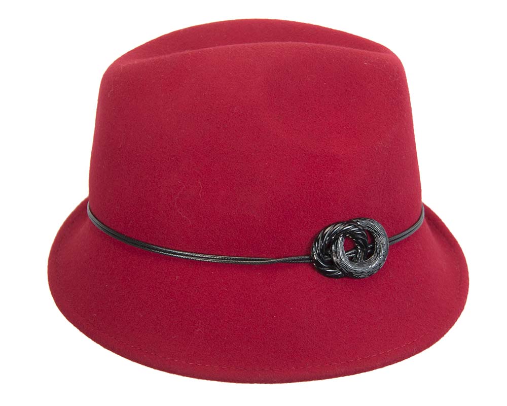 Red ladies fashion felt trilby hat by Max Alexander