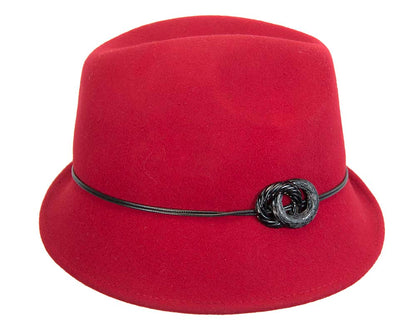 Red ladies fashion felt trilby hat by Max Alexander