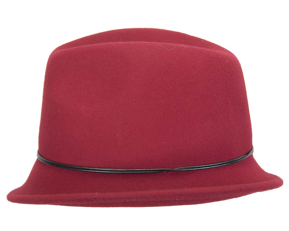 Red ladies fashion felt trilby hat by Max Alexander
