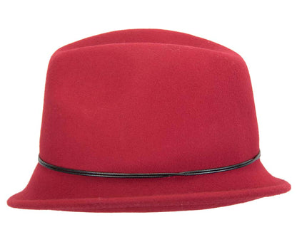 Red ladies fashion felt trilby hat by Max Alexander