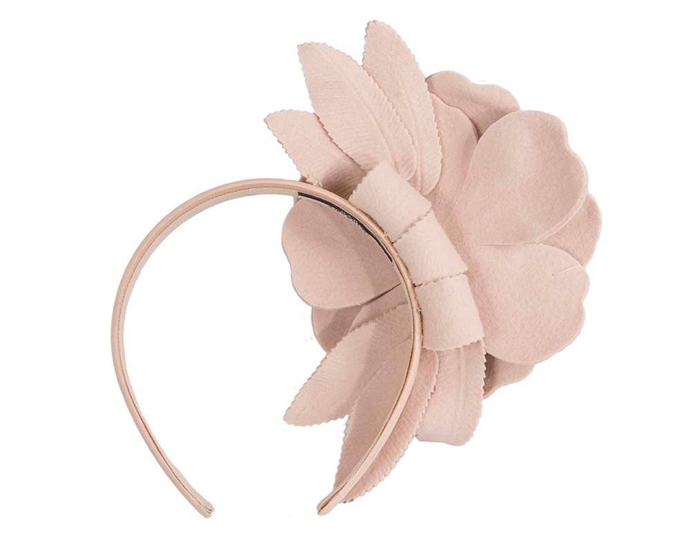 Beige felt flower fascinator by Max Alexander