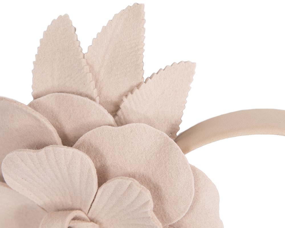 Beige felt flower fascinator by Max Alexander