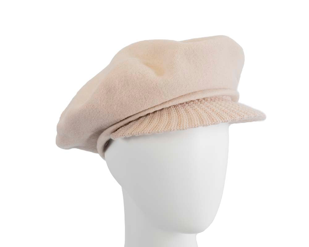 Warm nude winter newsboy cap by Max Alexander