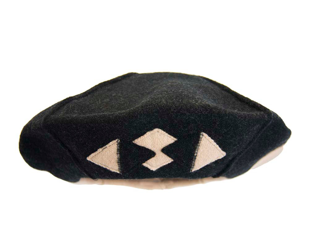 Beige & black winter french beret by Max Alexander-2