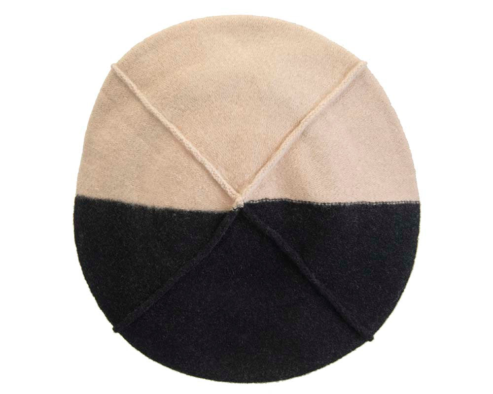 Beige & black winter french beret by Max Alexander-1