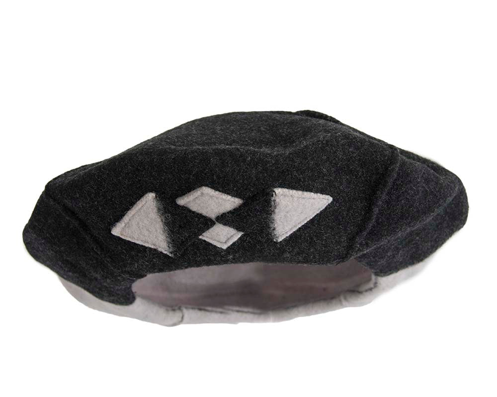 Grey & black winter french beret by Max Alexander-3