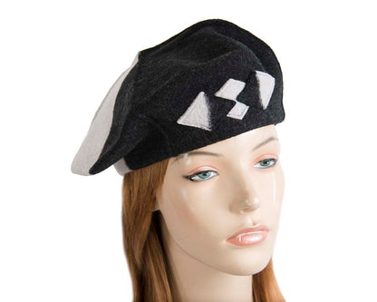 Grey & black winter french beret by Max Alexander-0