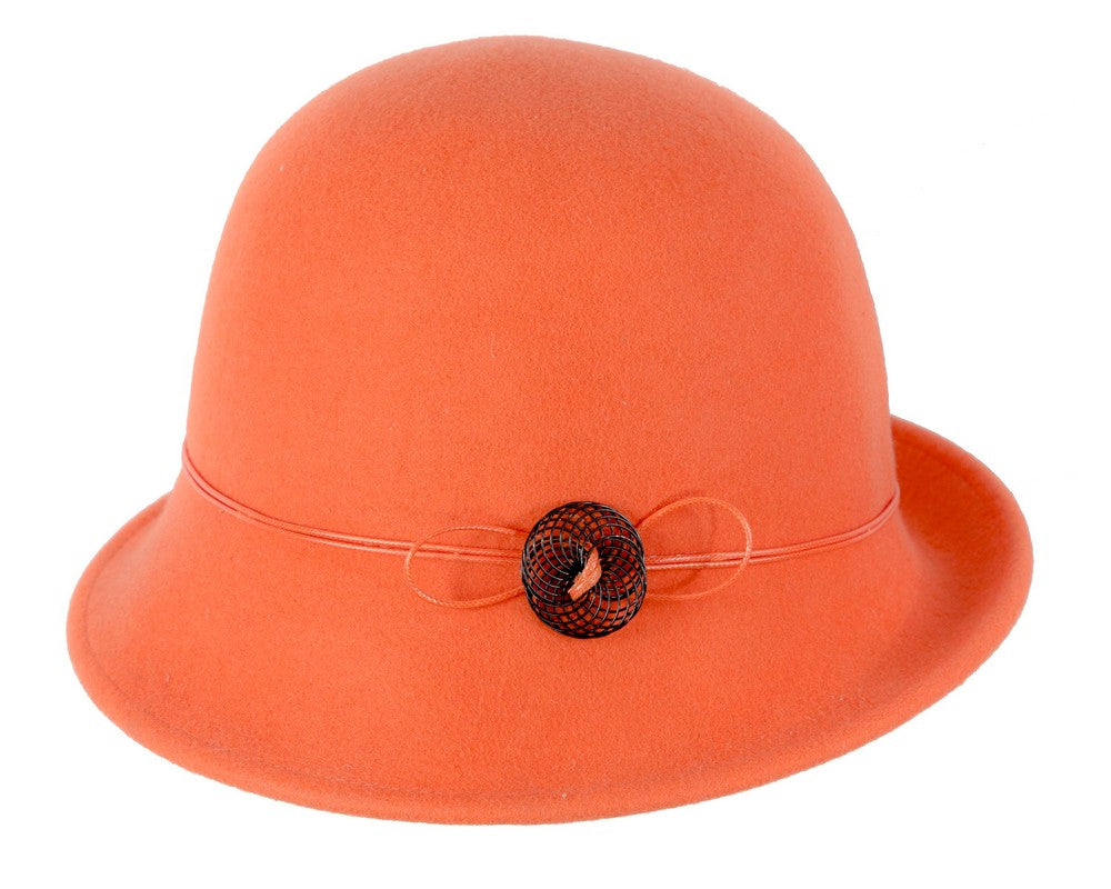 Orange felt cloche hat by Max Alexander-3