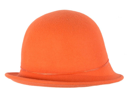 Orange felt cloche hat by Max Alexander-2