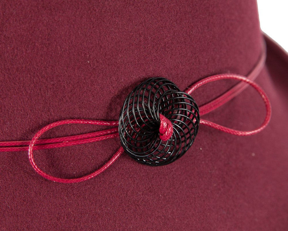 Burgundy wine felt cloche hat by Max Alexander-4